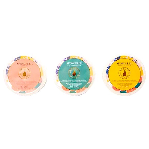 NIB TRIO Spongelle Body Buffers Eucalyptus Rain Honey Blossom Papaya Yuzu Set - Picture 1 of 2